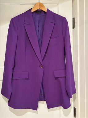 Theory Vibrant Purple Single-Button Blazer